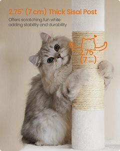 ต้นไม้แมวสตาร์มูน, คอนโดแมวขนนุ่มสำหรับแมวขนาดใหญ่สูงสุด 16 ปอนด์, ที่ลับเล็บสีขาว - Product Image 3