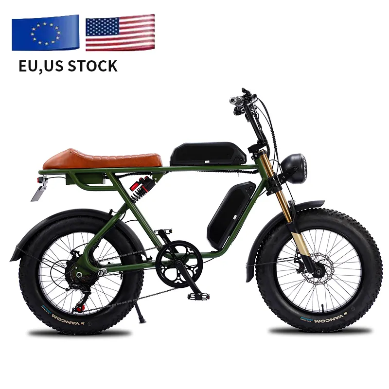 EU米国倉庫工場500/750/1000W 13/26Ahチョッパーバイク20インチeバイクレトロヴィンテージ電動ファットタイヤバイク電動自転車
