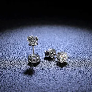 Perfect Gemstone Moissanite Diamond 925 Sterling Silver 18k Gold Plated Solitaire Stud Earrings Destiny Jewellery