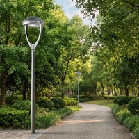 Lampes de jardin LED classiques à design rond, étanches IP66, en alliage d'aluminium, avec capteur photocellule, 40-100W, télécommande, garantie 5 ans