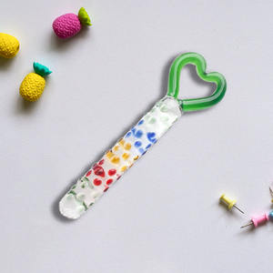 Tapón Anal Vaginal de Vidrio de Borosilicato Alto con Forma de Corazón de Diente de León, Partículas Grandes, Fricción para el Pene, 100% Impermeable, 215x56mm - Product Image 3