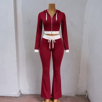 Nouvelle Collection : Ensembles Vintage Distressed pour Femmes – Sweat à Capuche Zippé Personnalisé et Pantalon Évasé – Survêtements de Jogging pour Filles