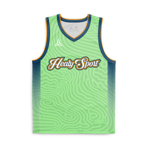 Camiseta Deportiva Ligera Healy Dynamic Green, Sublimada, Cuello en V, Sin Mangas, Malla, Unisex, para Adultos - Product Image 1