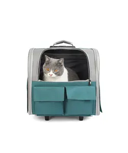 Venta caliente de Amazon gato perro plegable mascota portador mochila bolsa portador mascota carrito mascota portador rueda bolsa