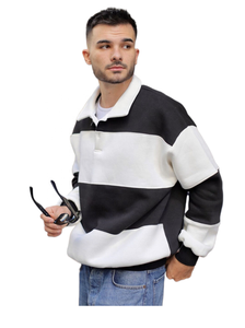 Y OEM maglia da Football College oversize a manica lunga <span class=keywords><strong>felpa</strong></span> in maglia a contrasto per collo a <span class=keywords><strong>Polo</strong></span> di grandi dimensioni Shir da Rugby - Product Image 3