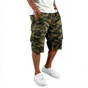 OEM Regular Men Cargo <b>Shorts</b> Pockets Summer Outdoor Travel Wear <b>Stretch</b> Mid Waist Camo Drawstring Wide Leg Canvas Fabric 220g - Product Image 3