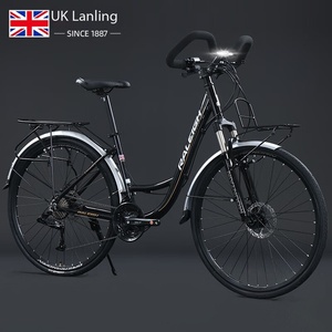 <span class=keywords><strong>Bicicleta</strong></span> de Carretera Clásica Vintage de 27 Pulgadas para <span class=keywords><strong>Mujer</strong></span>, con Guardabarros, Portaequipajes, Aleación de Aluminio, 33 Velocidades, para Ciclismo Diario y de Ocio para Adultos - Product Image 1