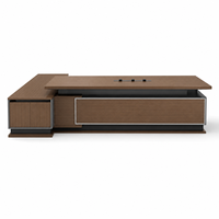 Bureau de direction moderne convertible et extensible OEM d'usine avec armoire latérale, finition bois grainé, bureau commercial de luxe
