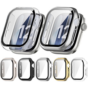 Funda para Reloj <span class=keywords><strong>Apple</strong></span> Watch Series <span class=keywords><strong>S12</strong></span> de 43 mm y 47 mm, Carcasa Protectora Completa de PC con Protector de Pantalla de Vidrio Templado - Product Image 1