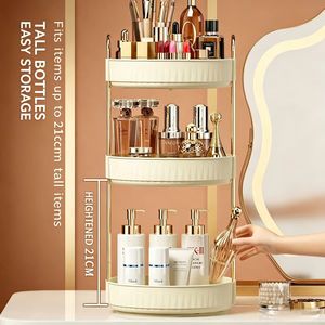 Organisateur de maquillage en plastique à 3 niveaux, séparable, pour toilettes, bijoux, chambre, salle de bain, blanc, nuage, JKA011W01 Songmic - Product Image 3