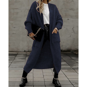 Cardigan long à poches pour femmes, taille plus, pull en tricot ample, tendance - Product Image 5