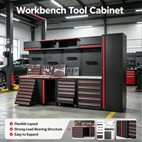 Armoire à outils modulaire robuste en acier, poste de travail multi-tiroirs avec panneau perforé et roulettes, pour garage et atelier de réparation automobile, personnalisable