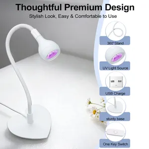 เครื่องอบเล็บยูวี LED ขนาดเล็กแบบตั้งโต๊ะ สำหรับเจลขัดเงา อบแห้งได้ 360 องศา หมุนได้สองด้าน ได้รับการรับรองมาตรฐาน CE แบบพกพา ใช้พอร์ต USB เหมาะสำหรับร้านทำเล็บ - Product Image 5