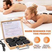 Ensemble de 16 pierres chaudes professionnelles en bois pour le massage corporel avec chauffe-pierres, pierres de massage en basalte, antirhumatismales, certifiées CE