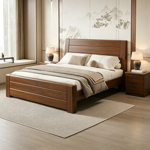 Modern Nordic Style Solid Wood Double <strong>Bed</strong> with <strong>Mattress</strong> Included Bedroom Furniture <strong>Set</strong> 180x200cm - Product Image 1