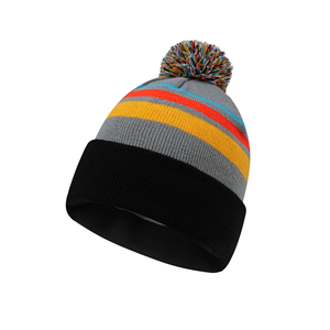 <span class=keywords><strong>Bonnet</strong></span> unisexe personnalisé <span class=keywords><strong>avec</strong></span> broderie de fruits, 100% acrylique, <span class=keywords><strong>noir</strong></span>, beige, gris, blocs de couleur, rayures jacquard, <span class=keywords><strong>pompon</strong></span> arc-en-ciel - Product Image 1