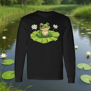 Kawaii Frog Lily <b>Pad</b> Long Sleeve T-<b>Shirt</b> Premium Design For Nature Lovers - Product Image 3