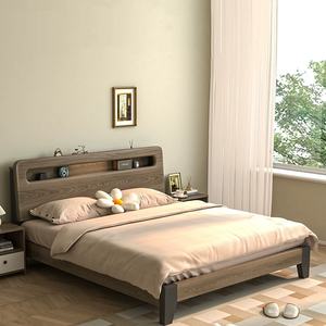 Cama grande doble de estilo nórdico de 1,8 m, <span class=keywords><strong>dormitorio</strong></span> moderno y sencillo con almacenamiento, estilo japonés de madera maciza para <span class=keywords><strong>matrimonio</strong></span> - Product Image 1