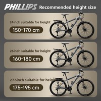 Vélo de montagne Philip pour adultes à vitesse variable, cadre en alliage d'aluminium, suspension avant, cadre Softail, ordinaire pour les trajets quotidiens