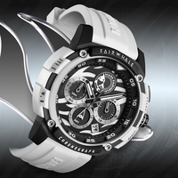 Montre sport à quartz pour homme Mark Fairwhale, 41 mm, grand cadran, boîtier en caoutchouc, bracelet en silicone, étanche 3 ATM, montre-bracelet sport FW-4410-R