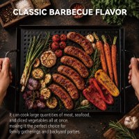 Accessoires de cuisine BBQ professionnels, poêle à griller en acier inoxydable durable, grande taille, à trois côtés, avec bords pliés