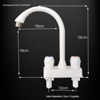 Robinet mitigeur eau chaude et froide, monocommande, avec cartouche céramique, monotrou, à poser sur plan, pour lavabo et cuisine, en plastique