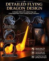 Lampe d'angle Dragon pour étagère, imprimée en 3D, LED, effet de flamme, design volant, décoration de bibliothèque, flamme bleue et rouge, durable