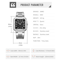 Reloj de Pulsera Cuadrado de Lujo con Diseño de Dibujos Animados, Movimiento de Cuarzo, Resistente al Agua 3ATM, con Cristal y Manecillas, para Hombre, de Acero Inoxidable, Estilo Ejecutivo