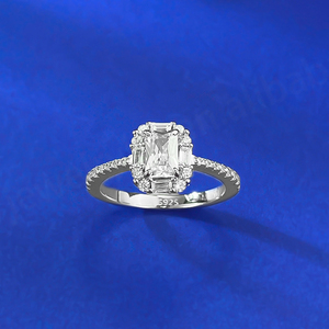 Anillo de Diamante de Laboratorio con Corte Esmeralda Rectangular de Plata S925 de Alta Moda Romántica, Chapado en Rodio para Aniversarios y Bodas de Mujeres - Product Image 4