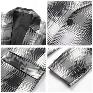 Herren 2 Stück Plaid Anzüge Slim Casual Anzüge für Männer Dinner <span class=keywords><strong>Prom</strong></span> Party - Product Image 5