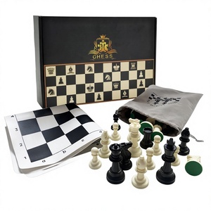Juego de Ajedrez Portátil Personalizado de Cuero PU para Niños, Estudiantes y Principiantes; Ajedrez de Calidad Profesional en Caja, Altura del Rey 95 mm - Product Image 1