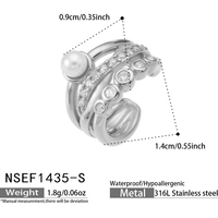 Boucles d'oreilles clipsables N&S plaquées or 18 carats en forme de C avec perle et diamant, style français, en acier inoxydable, bijoux de mode pour femmes, vente en gros