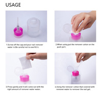 Distributeur de vernis à ongles en acétone 60ML Nettoyant liquide vide en plastique avec pompe à pression