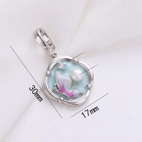 Pendentif Émail Fleur Perle Naturelle Rétro Élégant Vintage pour Femme, Fait Main, Accessoire de Fabrication de Bijoux pour Usage Quotidien