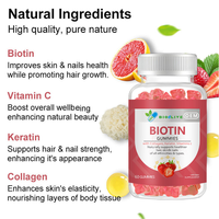 Gummies à la biotine, collagène et kératine, saveur fraise, 60 unités, complément alimentaire, oursons gommeux, soutien nutritionnel quotidien