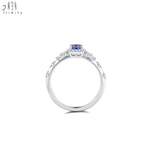 Luxury Fine Jewelry Classic Style 18K Solid Gold Natural Diamond With 0.45CT <b>Cushion</b> Cut Sapphire Ring <b>For</b> Women Engagement Gift - Product Image 4