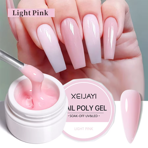 Gel UV de construction auto-nivelant pour extension d'ongles en gelée, blanc laiteux, rose nude, gels durs à construction rapide - Product Image 2