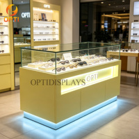 Mostrador Moderno para Óptica con Iluminación LED, Exhibidor de Gafas de Sol con Cerradura para Tienda Minorista