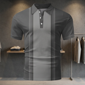 Men's Short Sleeve <b>Polo</b> <b>Shirt</b> <b>Striped</b> Color Blocked Casual Style Regular Fit Woven Fabric - Product Image 3