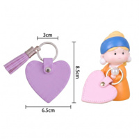 Tanglan Fashion Creatief Schattig Hart Saffiano PU Leder Sleutelhanger Kwast Gepersonaliseerde Metalen Sleutelring Tas Hangende Ornament