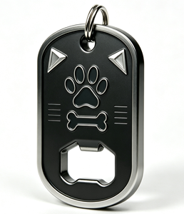 Llavero Abridor de Botellas de Metal Grabado Personalizado, Anillo para Llaves de Aleación de Zinc Pulido Tipo Placa Militar para Regalo Promocional de Bar - Product Image 2