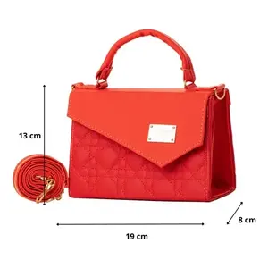 Bolso Bandolera Fana Rojo de Cuero Genuino con Correa Única, Diseño Geométrico a Rayas, Estilo Vintage para Uso Diario - Product Image 4