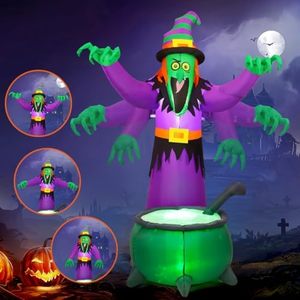 Inflables de Bruja Animados de Halloween de 6 Pies con Luces LED y Manos que se Mueven, Decoración para Jardín, Venta al Por Mayor Personalizada - Product Image 1