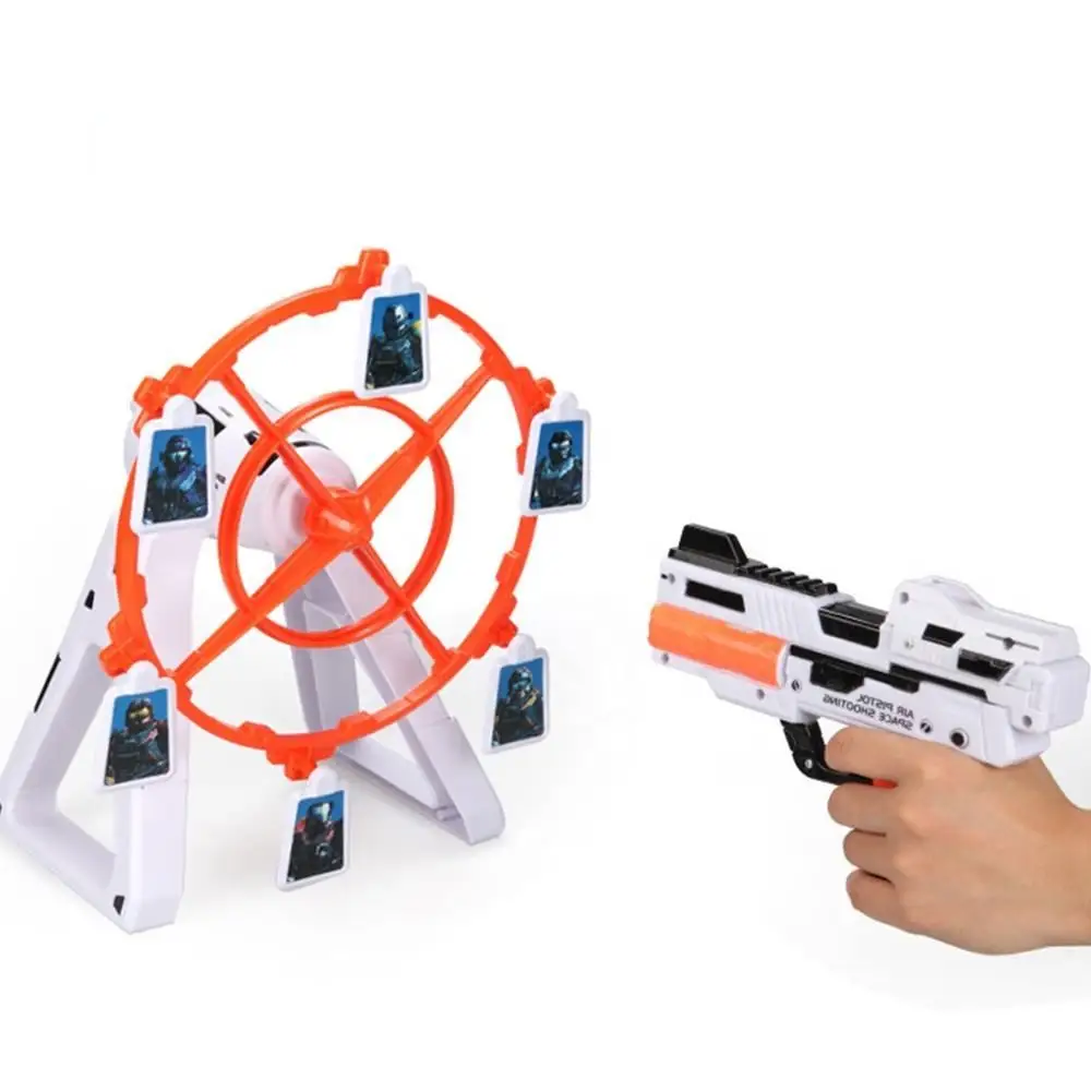Mainan kincir angin putar dengan peluru lunak, mainan latihan tembak 6 target untuk anak-anak