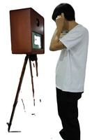 Photo Booth Pernikahan Kayu Vintage Murah Baru, Harga Grosir Mesin Photo Booth Kayu Retro Dengan Printer dan Kamera