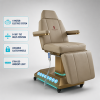 Table de soin électrique à 4 moteurs avec fonction d'inclinaison, hauteur réglable, roulettes verrouillables pour salon, spa, traitement facial, clinique