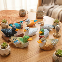 Figurine décorative de canard en bois antique colorée sculptée à la main, vente en gros, cadeau, décoration