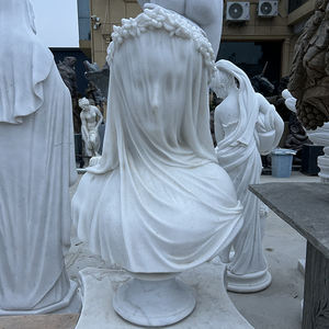 Décoration d'intérieur <span class=keywords><strong>statue</strong></span> buste en <span class=keywords><strong>marbre</strong></span> <span class=keywords><strong>statue</strong></span> en <span class=keywords><strong>marbre</strong></span> blanc grandeur nature avec <span class=keywords><strong>voile</strong></span> - Product Image 2
