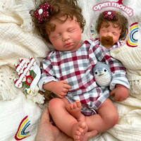 Poupée Reborn en Silicone Souple avec Cheveux Bouclés Plantés à la Main, 20 Pouces, Anatomie Correcte, Texture de Peau Détaillée, Cadeau d'Anniversaire, Jouets