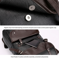 Sac à dos vintage en PU pour homme, style rétro avec rabat, grande capacité, décontracté, pour le travail, les affaires et les activités de plein air